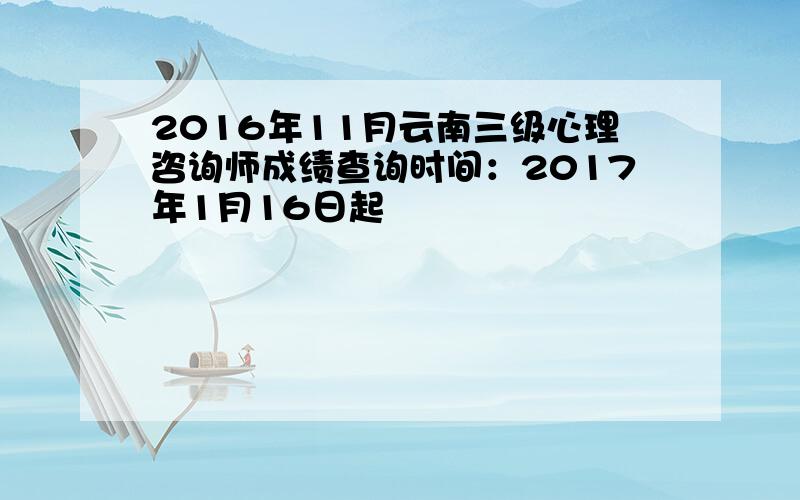2016年11月云南三级心理咨询师成绩查询时间：2017年1月16日起