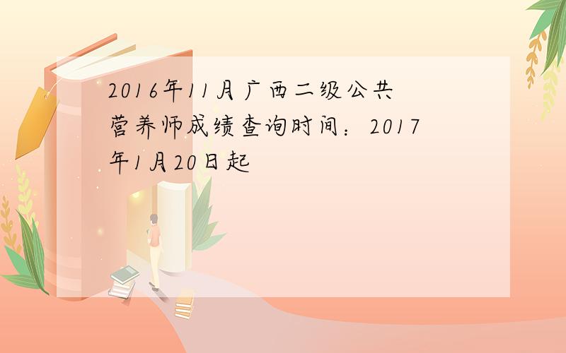 2016年11月广西二级公共营养师成绩查询时间：2017年1月20日起
