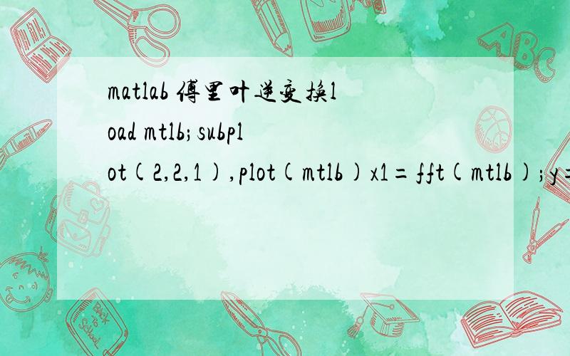 matlab 傅里叶逆变换load mtlb;subplot(2,2,1),plot(mtlb)x1=fft(mtlb);y=abs(x1);subplot(2,2,2),plot(y)for n=0:4000if y