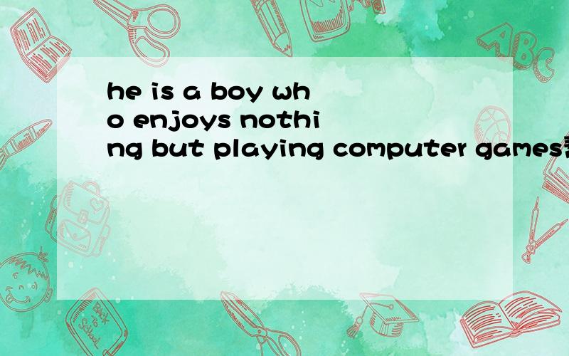 he is a boy who enjoys nothing but playing computer games帮忙翻译下,