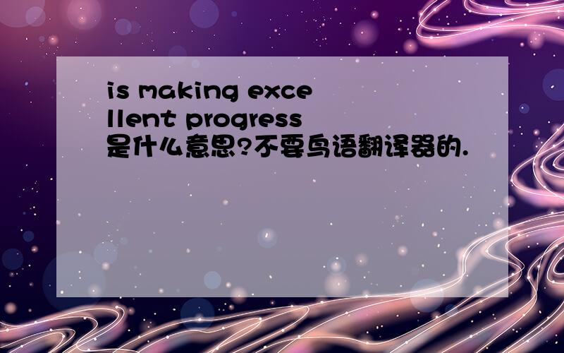 is making excellent progress是什么意思?不要鸟语翻译器的.