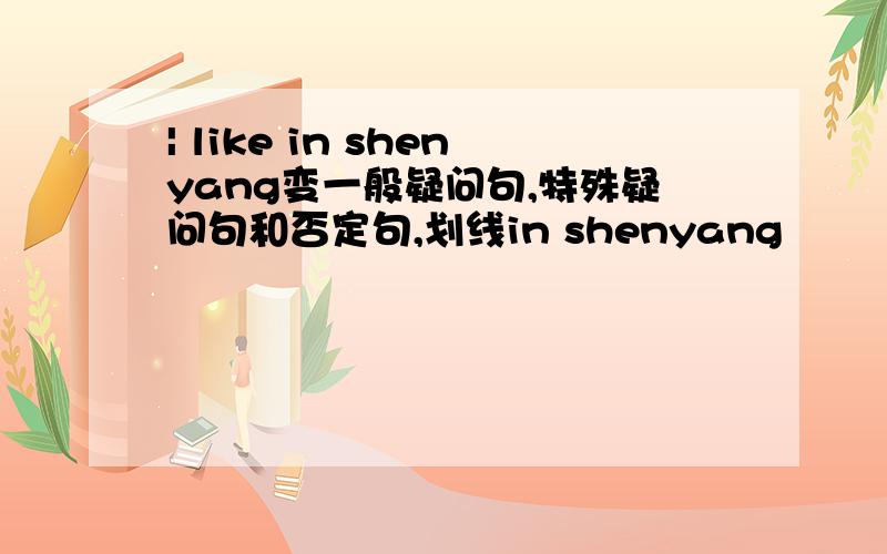 | like in shenyang变一般疑问句,特殊疑问句和否定句,划线in shenyang