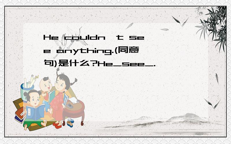 He couldn't see anything.(同意句)是什么?He_see_.