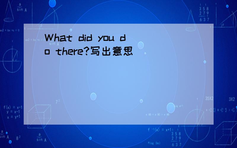 What did you do there?写出意思
