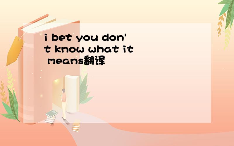 i bet you don't know what it means翻译