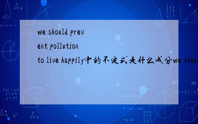 we should prevent pollution to live happily中的不定式是什么成分we should prevent pollution to live happily中的不定式to live happily做句子的什么成分we should prevent pollution to live happily中的不定式to live happily做句