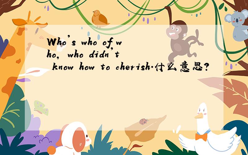 Who's who of who, who didn't know how to cherish.什么意思?