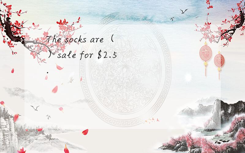 The socks are（）sale for $2.5.