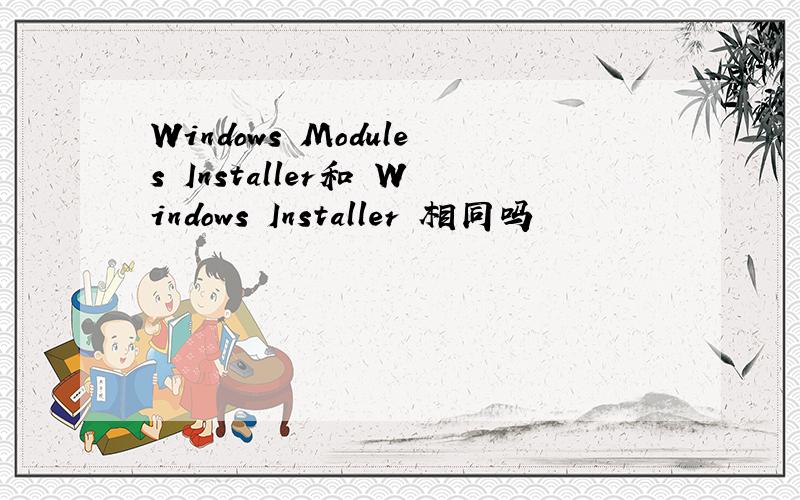Windows Modules Installer和 Windows Installer 相同吗