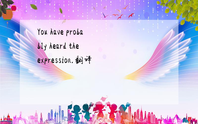 You have probably heard the expression.翻译