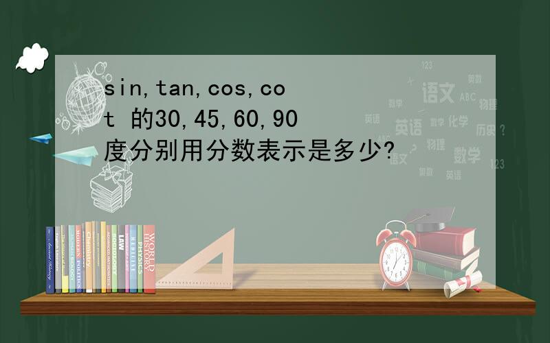 sin,tan,cos,cot 的30,45,60,90度分别用分数表示是多少?