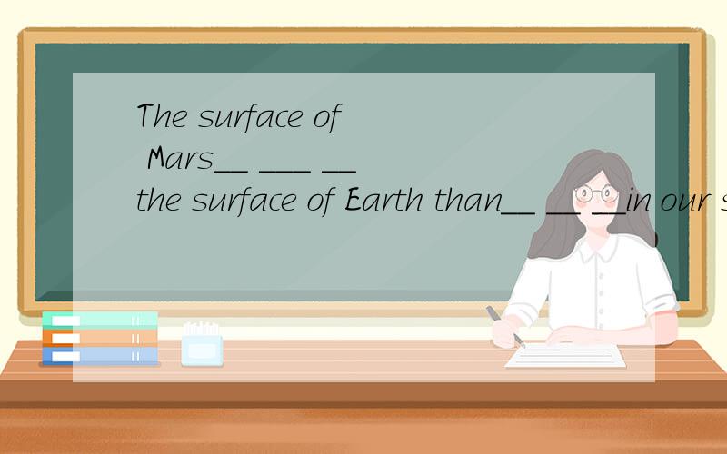 The surface of Mars__ ___ __the surface of Earth than__ __ __in our solar system.火星的表面比太阳The surface of Mars__ ___ __the surface of Earth than__ __ __in our solar system.火星的表面比太阳系中其他行星更像地球的表面.