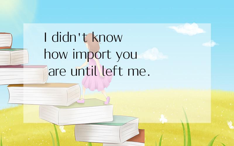 I didn't know how import you are until left me.