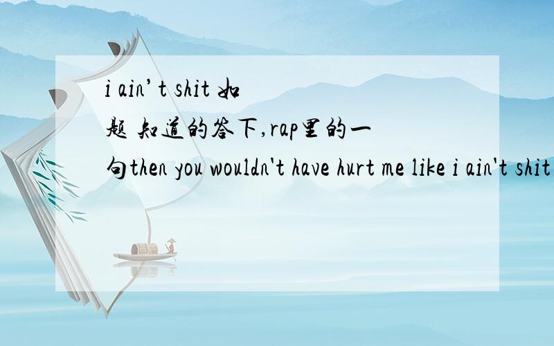 i ain’t shit 如题 知道的答下,rap里的一句then you wouldn't have hurt me like i ain't shit