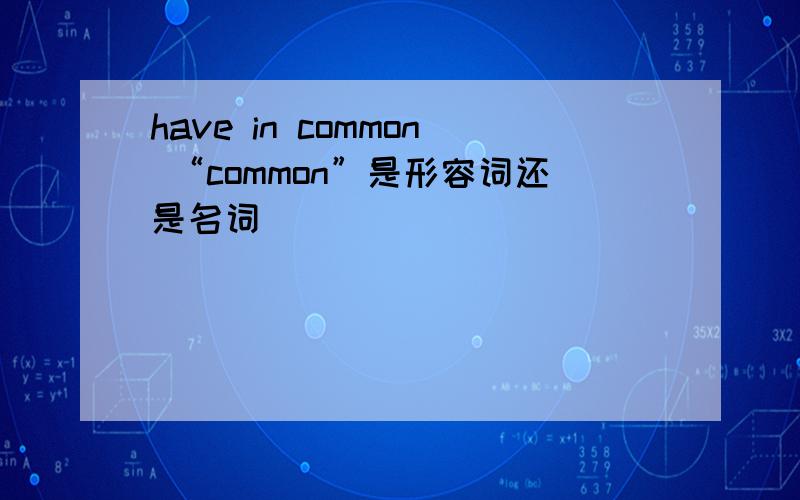 have in common “common”是形容词还是名词