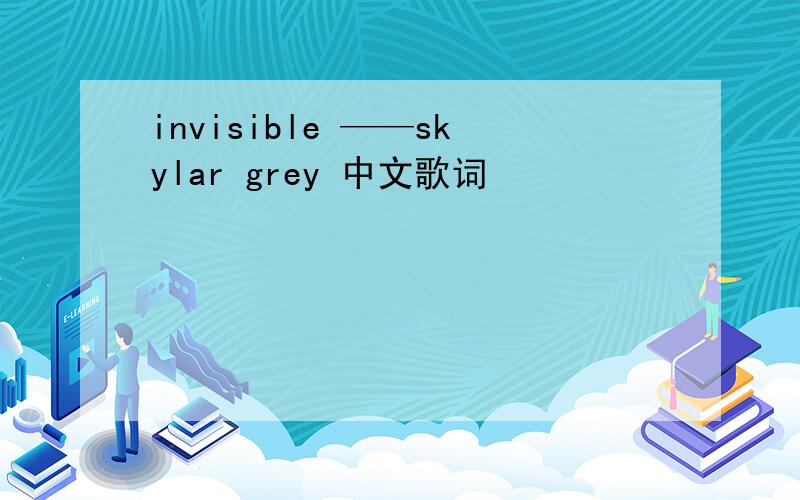 invisible ——skylar grey 中文歌词