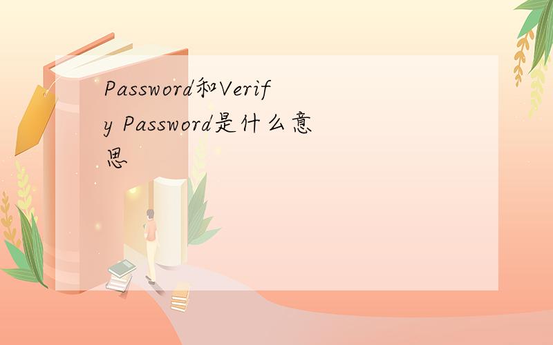 Password和Verify Password是什么意思