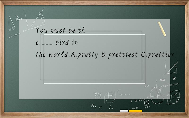 You must be the ___ bird in the world.A.pretty B.prettiest C.prettier