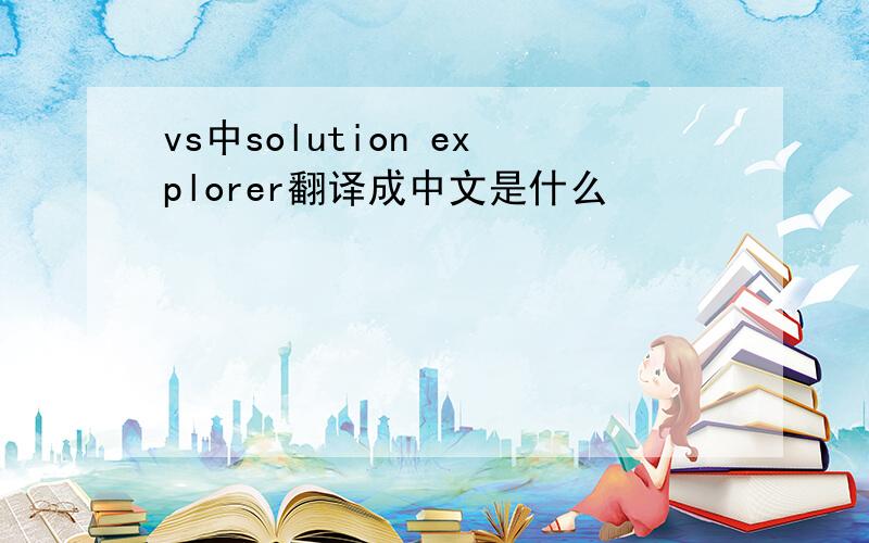 vs中solution explorer翻译成中文是什么