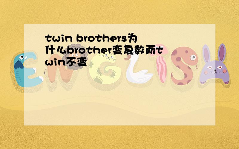 twin brothers为什么brother变复数而twin不变