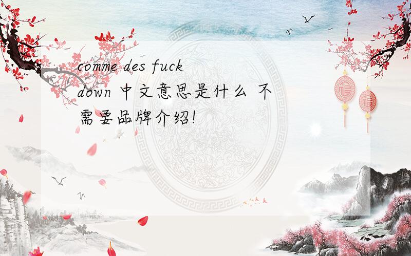 comme des fuckdown 中文意思是什么 不需要品牌介绍!