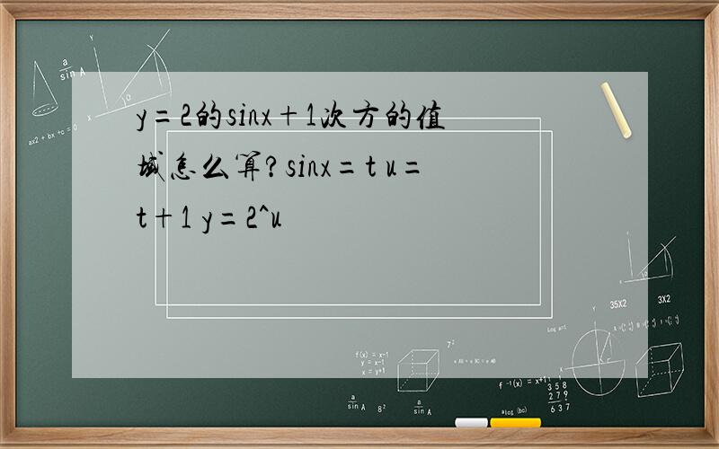 y=2的sinx+1次方的值域怎么算?sinx=t u=t+1 y=2^u