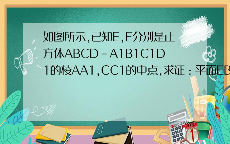 如图所示,已知E,F分别是正方体ABCD-A1B1C1D1的棱AA1,CC1的中点,求证：平面EBFD1垂直平面BB1D1