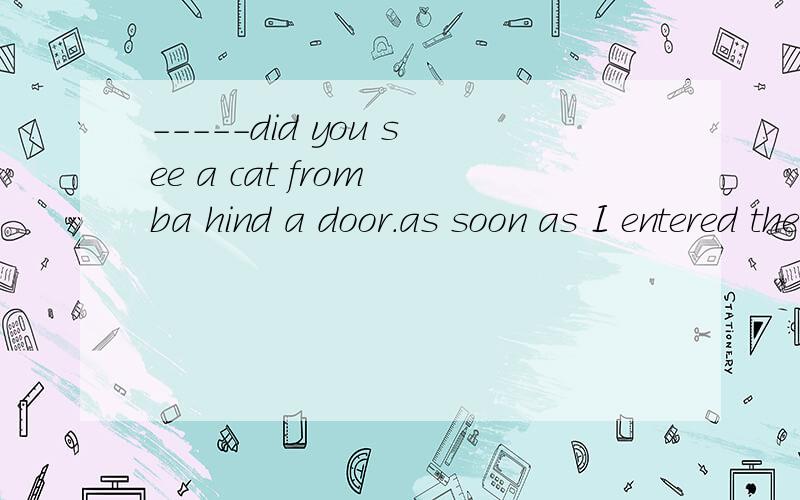 -----did you see a cat from ba hind a door.as soon as I entered the rooma.whatb.when c..whered.how