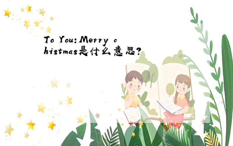 To You:Merry chistmas是什么意思?