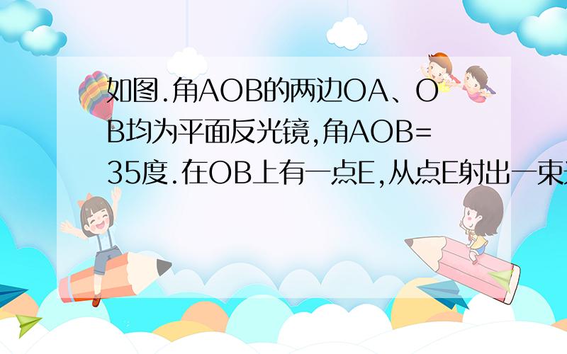 如图.角AOB的两边OA、OB均为平面反光镜,角AOB=35度.在OB上有一点E,从点E射出一束光线经OA上的点D反射后,有 角ADC=角EDO.若反射光线DC恰好与OB平行,则 角DEB的度数为（）