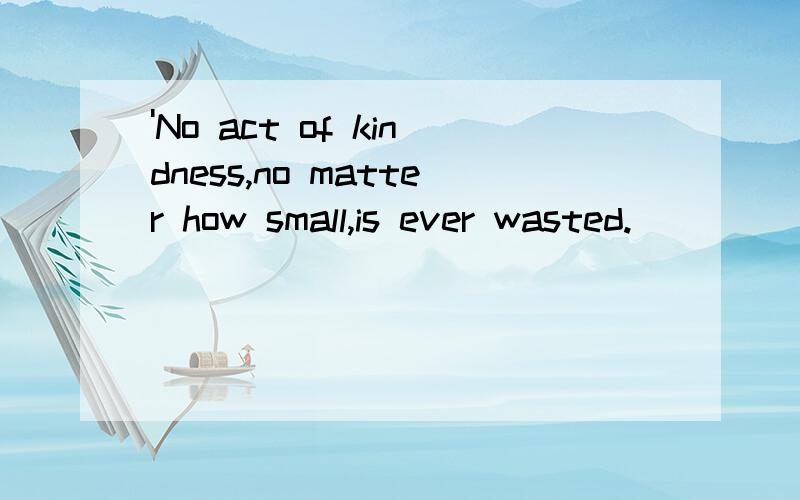 'No act of kindness,no matter how small,is ever wasted.