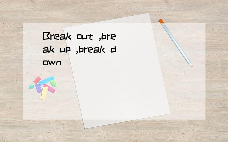 Break out ,break up ,break down