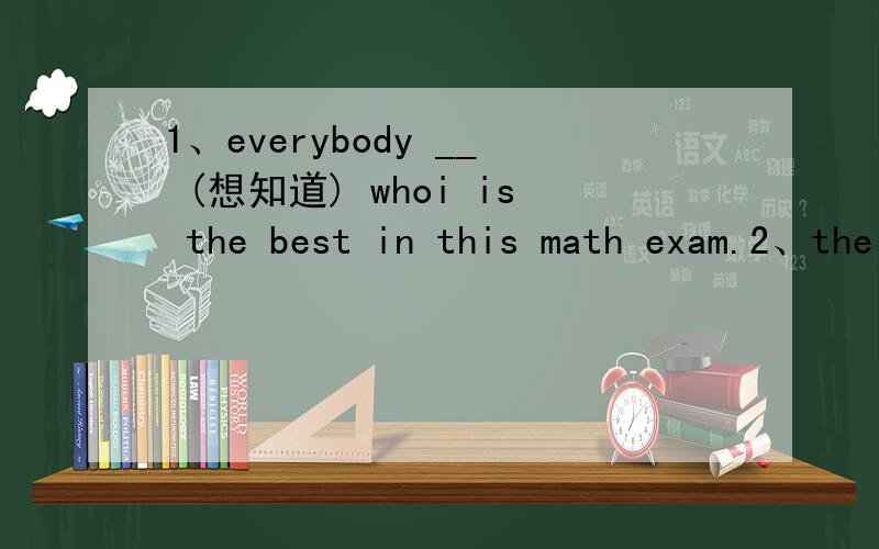 1、everybody __ (想知道) whoi is the best in this math exam.2、the parrot is noisy .it always likes __ (重复) my words many times.3、are you sure linda is afraid of __ (ride) a bike alone4、mr black couldn't make cakes last year.(改为同