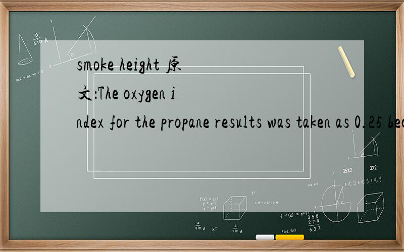 smoke height 原文：The oxygen index for the propane results was taken as 0.25 because propane does not have a smoke height in air.