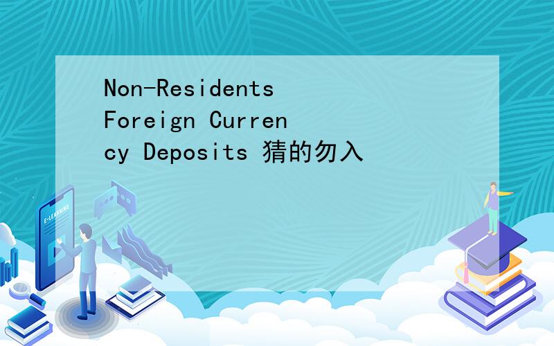 Non-Residents Foreign Currency Deposits 猜的勿入
