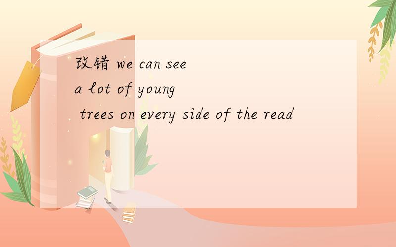 改错 we can see a lot of young trees on every side of the read