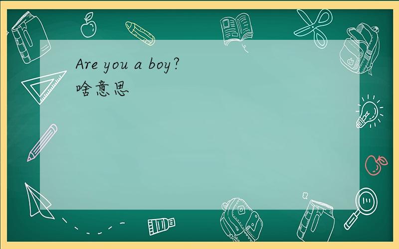 Are you a boy?啥意思