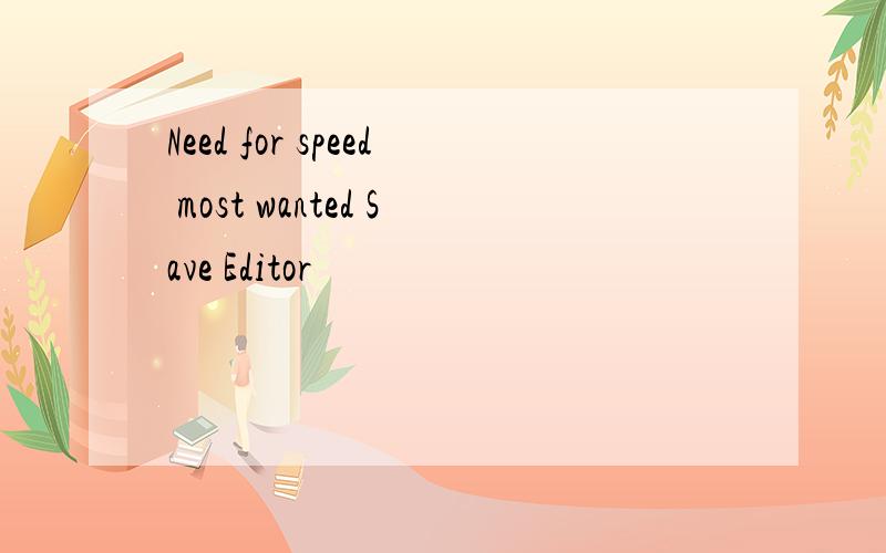Need for speed most wanted Save Editor