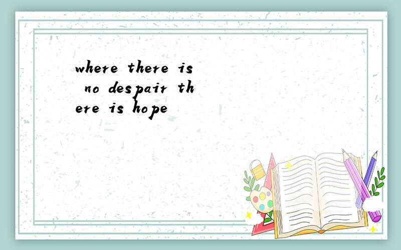 where there is no despair there is hope