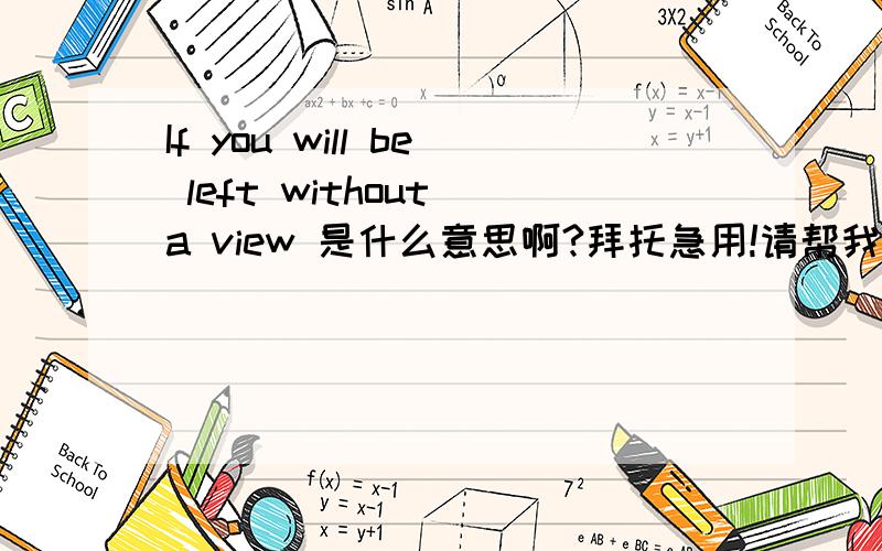 If you will be left without a view 是什么意思啊?拜托急用!请帮我正确翻译一下啊!谢谢了