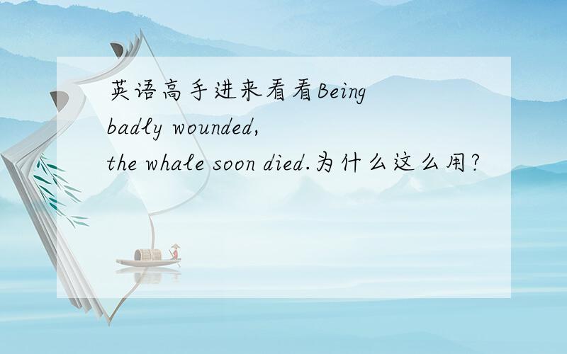 英语高手进来看看Being badly wounded,the whale soon died.为什么这么用?