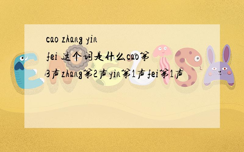 cao zhang yin fei 这个词是什么cao第3声zhang第2声yin第1声fei第1声