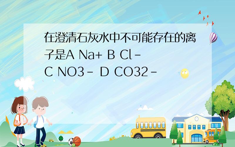 在澄清石灰水中不可能存在的离子是A Na+ B Cl- C NO3- D CO32-