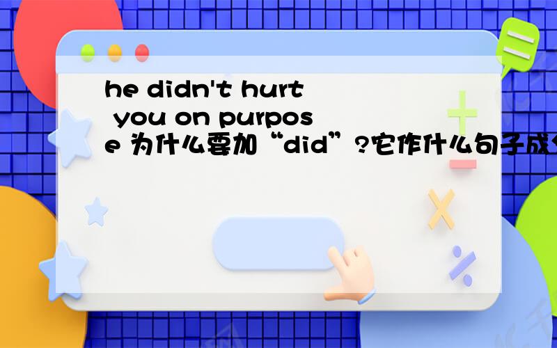 he didn't hurt you on purpose 为什么要加“did”?它作什么句子成分?