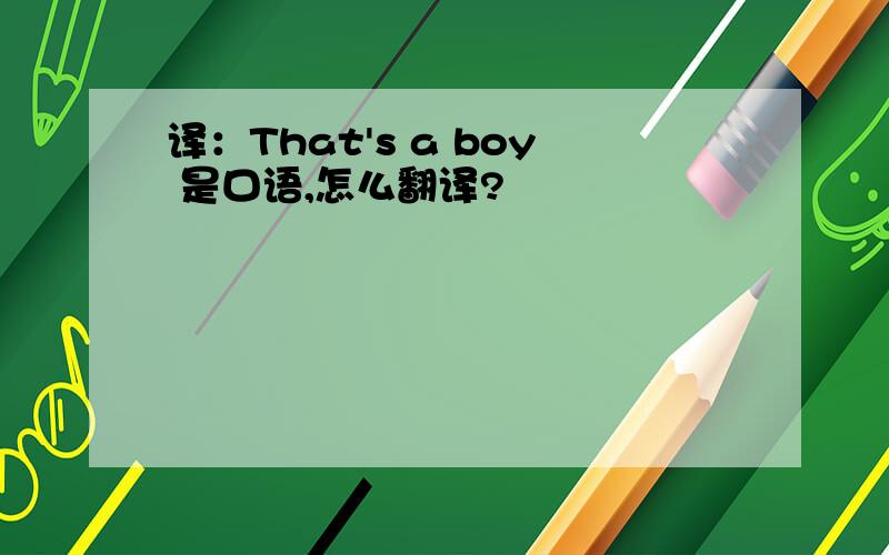 译：That's a boy 是口语,怎么翻译?