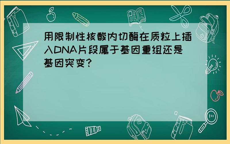 用限制性核酸内切酶在质粒上插入DNA片段属于基因重组还是基因突变?