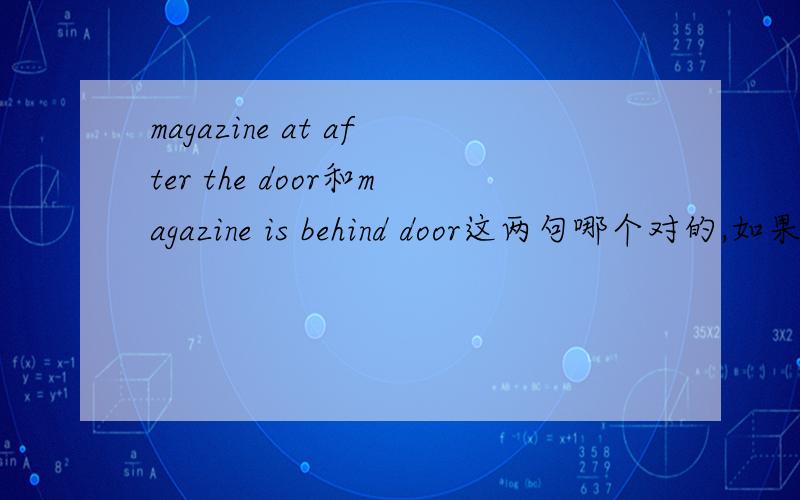 magazine at after the door和magazine is behind door这两句哪个对的,如果都可以,一般用哪句?