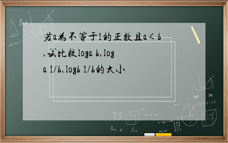 若a为不等于1的正数且a＜b,试比较loga b,loga 1/b,logb 1/b的大小