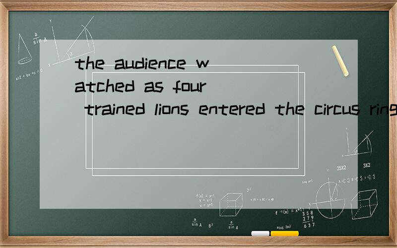 the audience watched as four trained lions entered the circus ring.句中的as怎么解释?