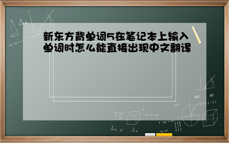 新东方背单词5在笔记本上输入单词时怎么能直接出现中文翻译